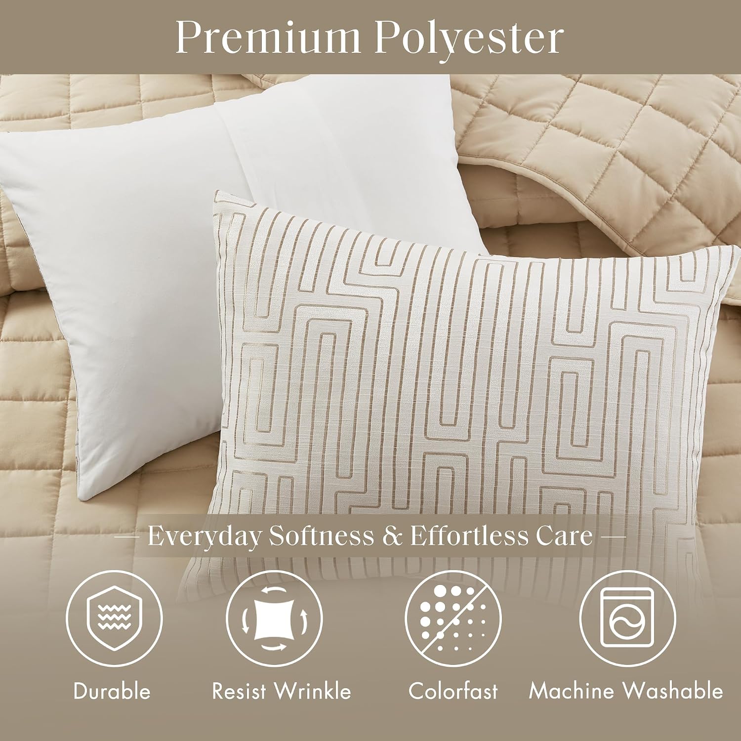 Madison Park King Comforter Set Jacquard Metallic Thread Comforters, All Season Comforter & Quilt Bedding Set King Size Comforter, Decor Pillows, Shams, Royce, King Ivory 5 Piece