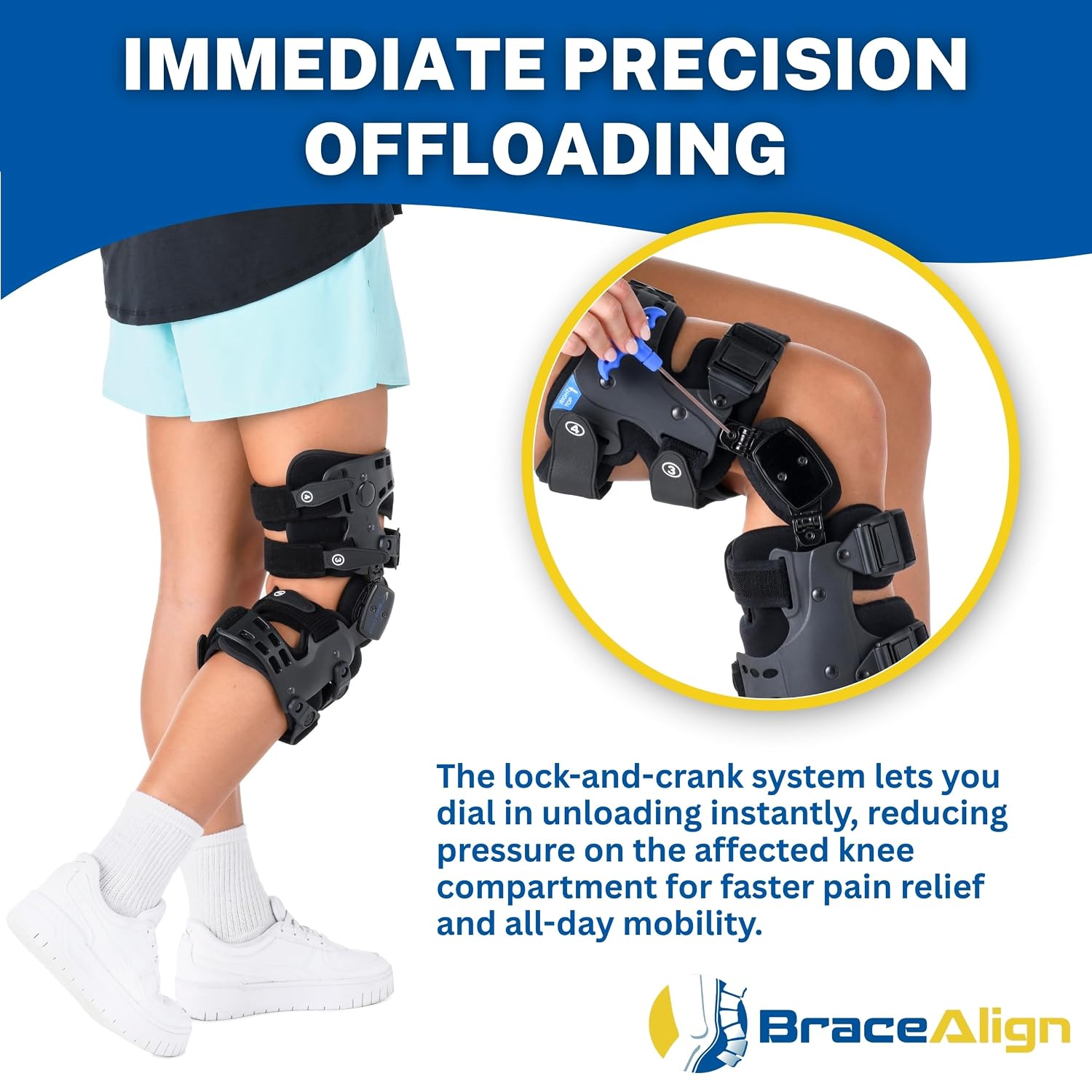 EasyStrap Pro OA Unloader Knee Brace - Adjustable Hinged Osteoarthritis Support for Bone on Bone Knee Pain, Meniscus Tears & Cartilage Damage L1843 L1851 (LEFT LEG)