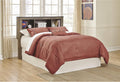 Signature Design by Ashley Trinell Rustic Bookcase Bed with Storage and Nailhead Accents, Foundation or Box Spring Not Needed, Full, Dark Brown