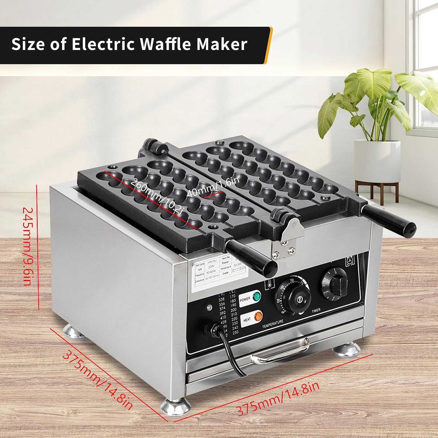 Waffle Ball Stick Maker, Commercial 110V Electric Bubble Skewer Waffle Ball Machine, Stainless Steel Nonstick Bubble Waffle Stick Machine for Restaurant, Snack Bar, Street Stall