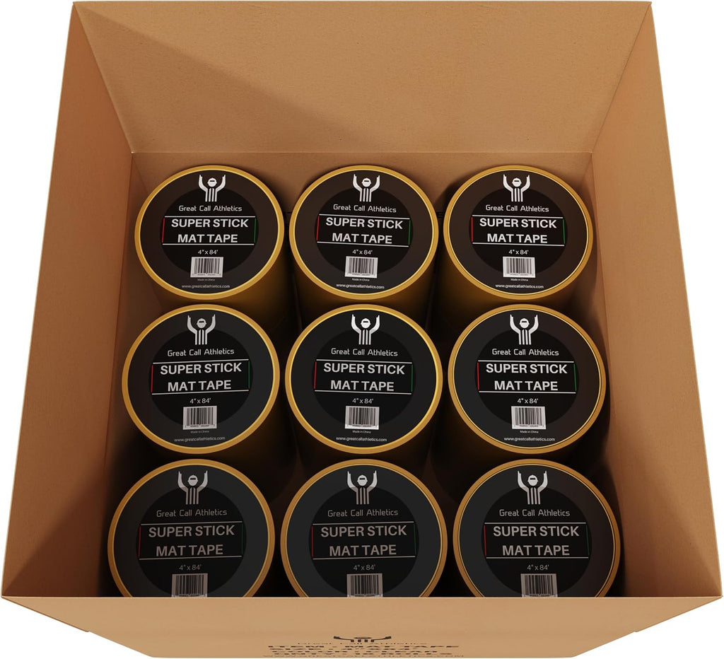 Great Call Athletics | 1 Case of 18 Rolls | Professional Super Stick Wrestling Mat Tape | 4' x 84' | Wrestling Gymnastics MMA Floor Clear Reusable