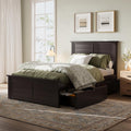AMERLIFE Twin Bed Frame with Headboard, Platform Beds with 4 Storage Drawers, Wood Bed Frame for Bedroom, Wood Slats Support, Espresso
