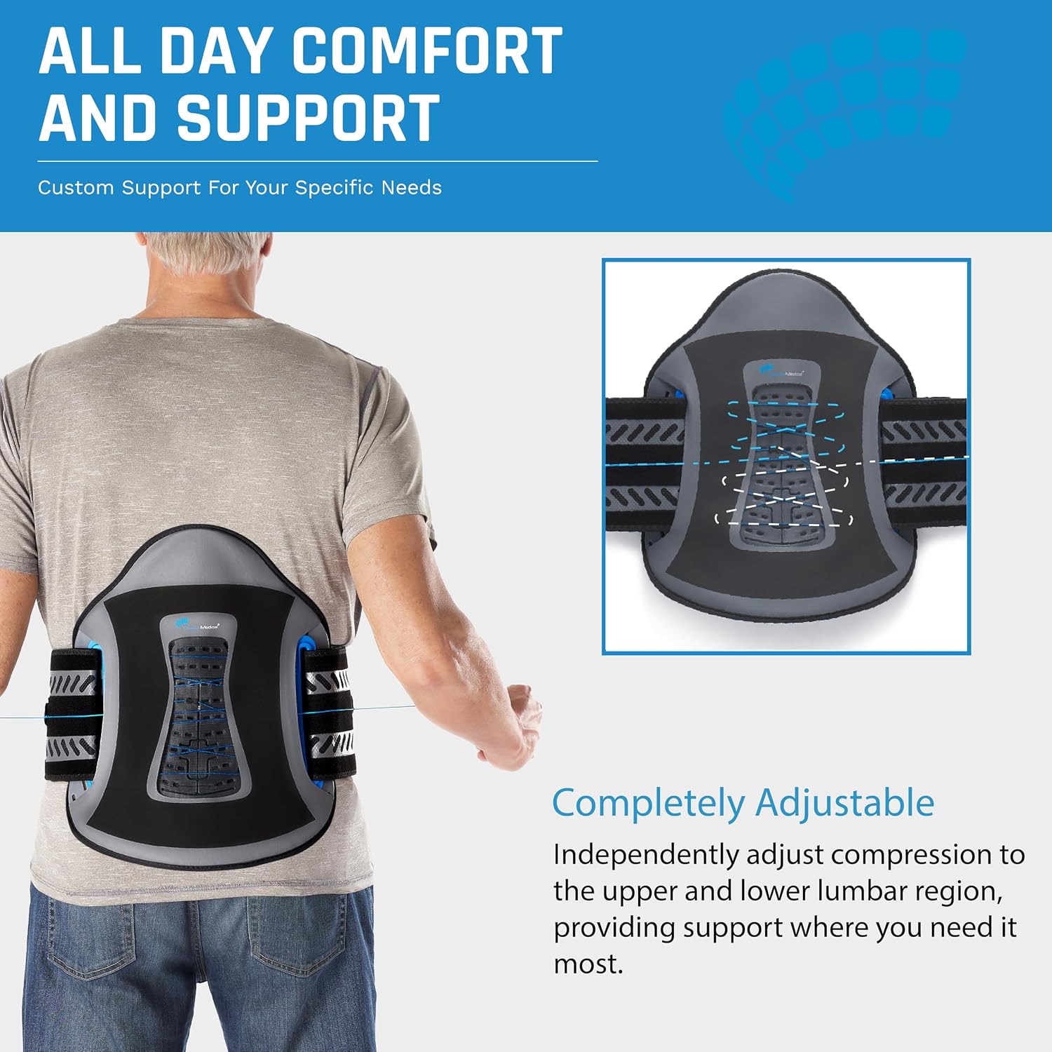 Ovation Medical Nu-Form Universal Lower Back Brace - LSO Back Brace with Adjustable Closure - Lumbar Support Belt for Strains, Spondylolisthesis & Sciatica Pain Relief - Back Brace for Lower Back Pain