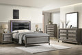 Kings Brand Furniture Tyler 6-Piece Queen Size Bedroom Set - Bed with LED Headboard, Dresser, Mirror, Chest and 2 Nightstands, Metallic Gray