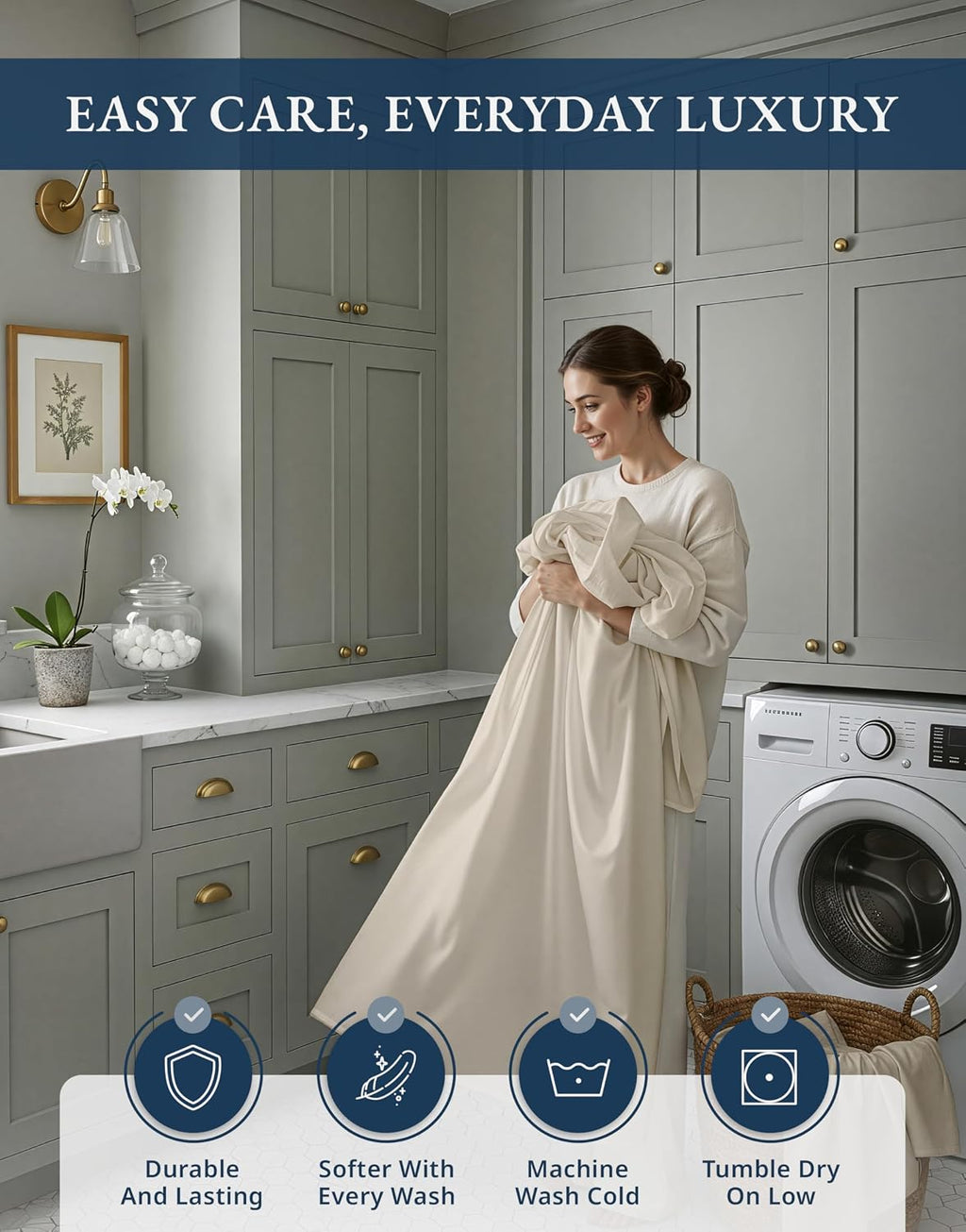LANE LINEN 100% Egyptian Cotton Split King Bed Sheets for Adjustable Beds Soft & Comfy Sateen Weave for Silky Smooth Finish, Available in Variety of Colors - Ivory