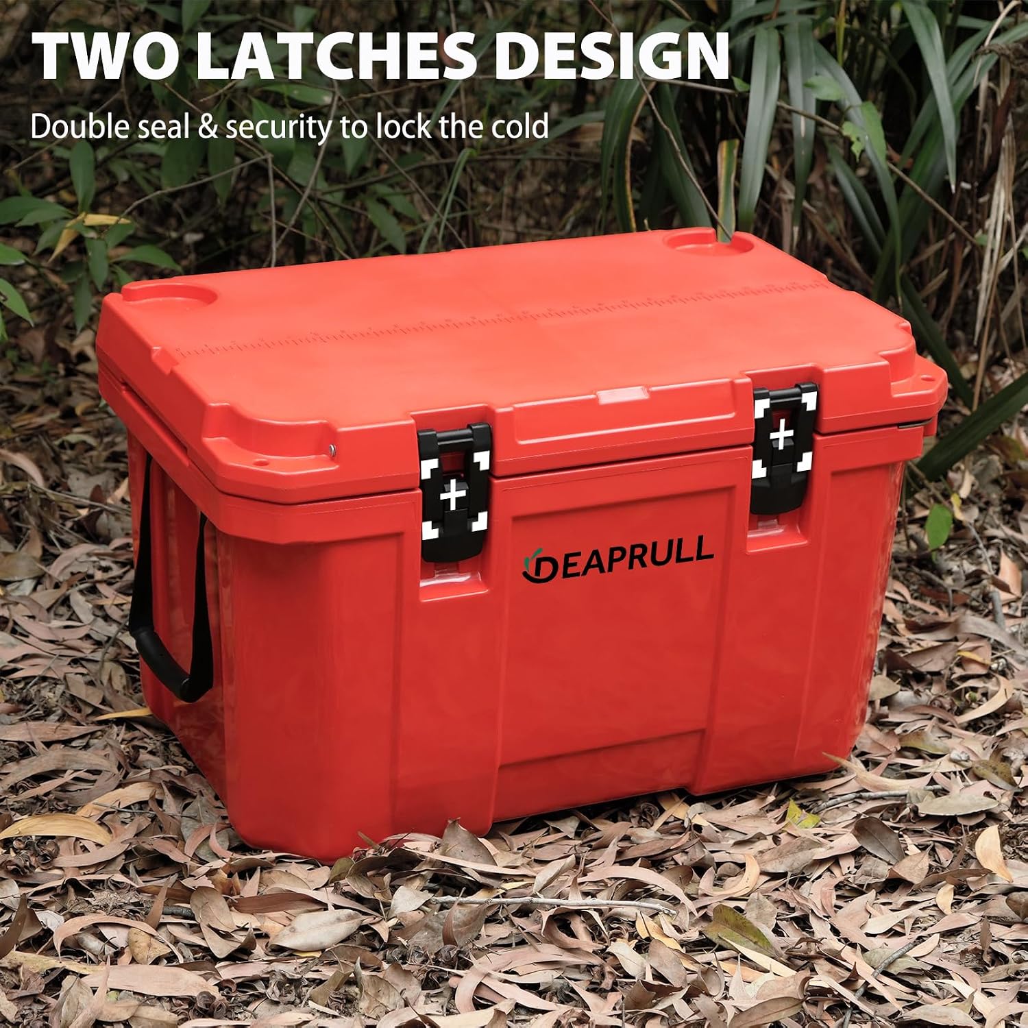 Hard Cooler, Insulated Ice Chest Box Holds Ice for More Days, Portable Cooler with Handle, Cup Holders, Double Latches for Camping Drink, Beach, Picnic, Fishing, Boat, Barbecue
