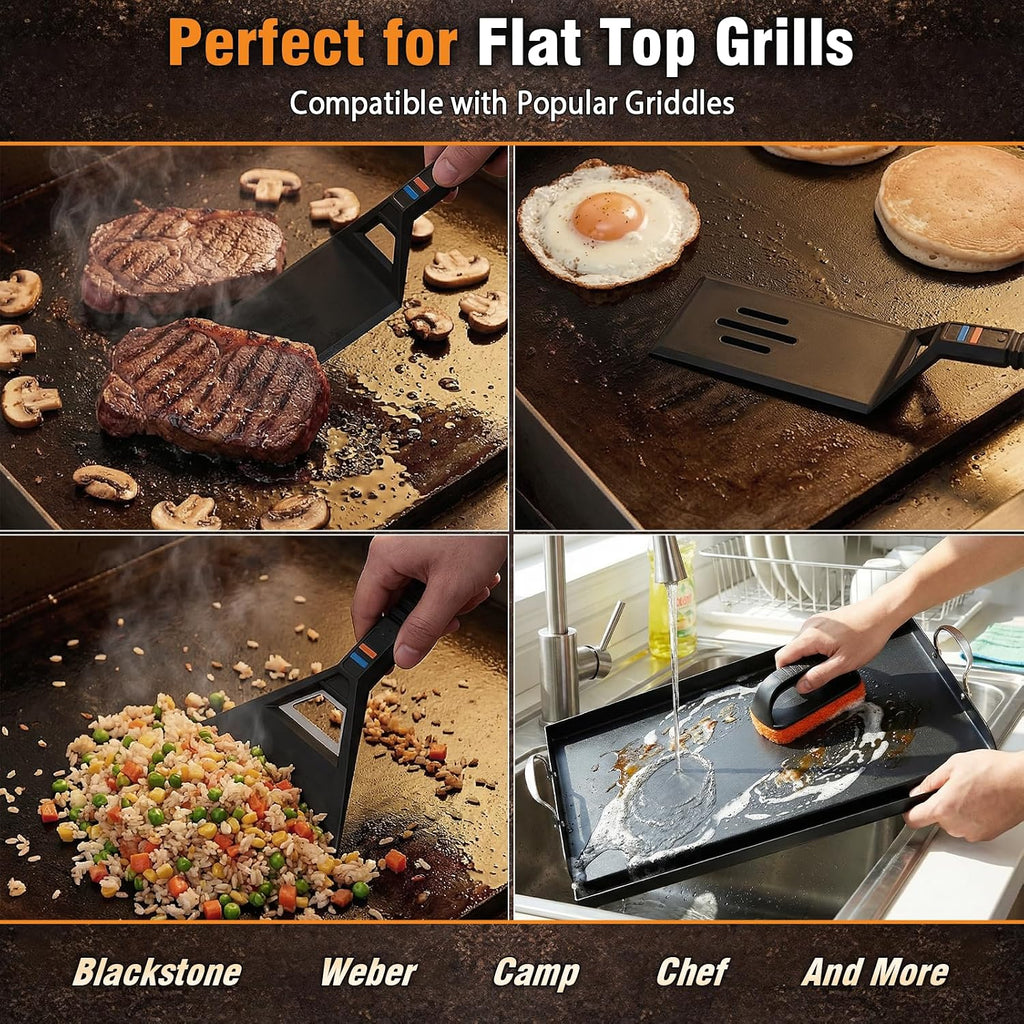 Utheer Griddle Combo Set, Cast Aluminum Flat Top Griddle with 23' x 16' Ceramic Nonstick Stove Top Griddle and Large Grill Griddle, Fast Heating Indoor Outdoor Griddle for Gas Grill, BBQ and Camping