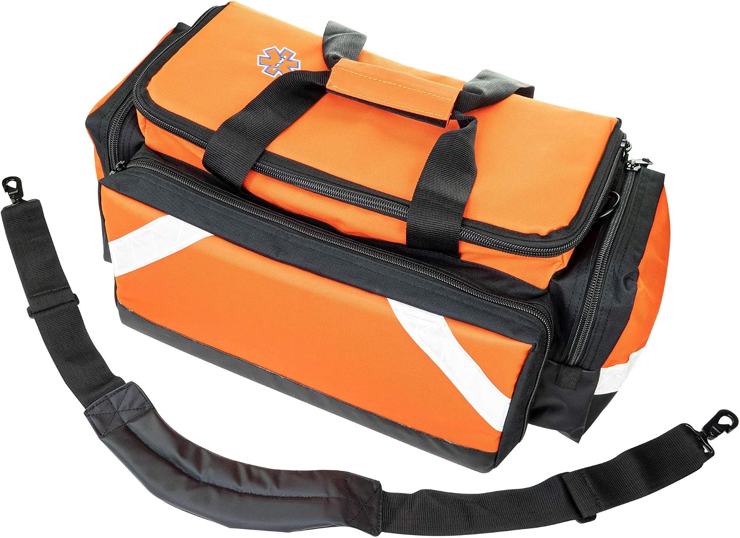 LINE2design Empty Medical Elite Trauma Bag - First Responder Carrier Bag for EMT, Paramedic, Emergency and Medical Supplies Kit - Heavy-Duty Zippered Pockets Portable EMS Home Health Aides - Orange