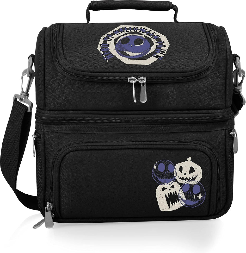 PICNIC TIME Disney Nightmare Before Christmas Jack Pranzo Lunch Bag, Insulated Lunch Box with Utensil Set, Lunch Cooler Bag, (Black)