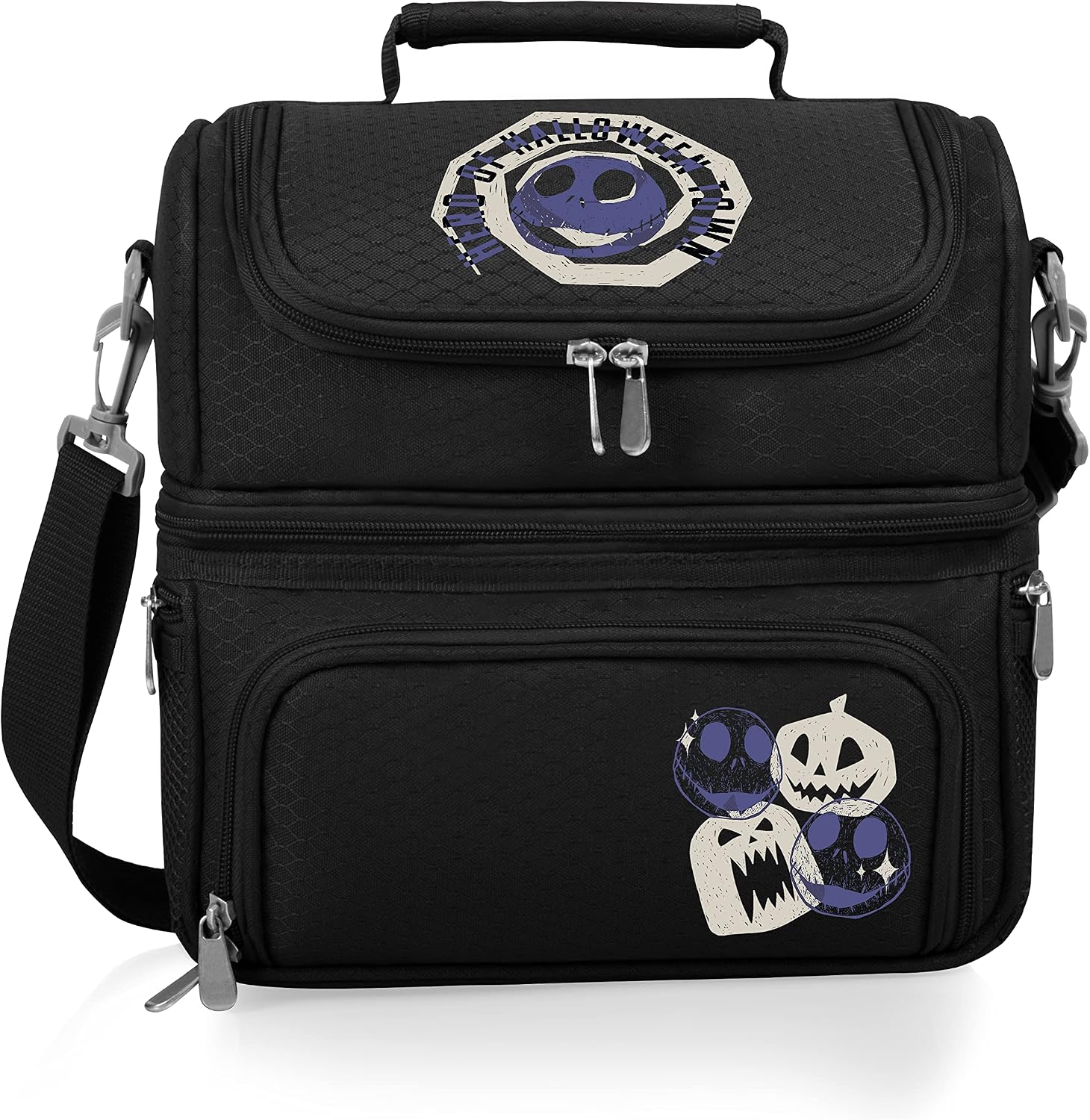 PICNIC TIME Disney Nightmare Before Christmas Jack Pranzo Lunch Bag, Insulated Lunch Box with Utensil Set, Lunch Cooler Bag, (Black)