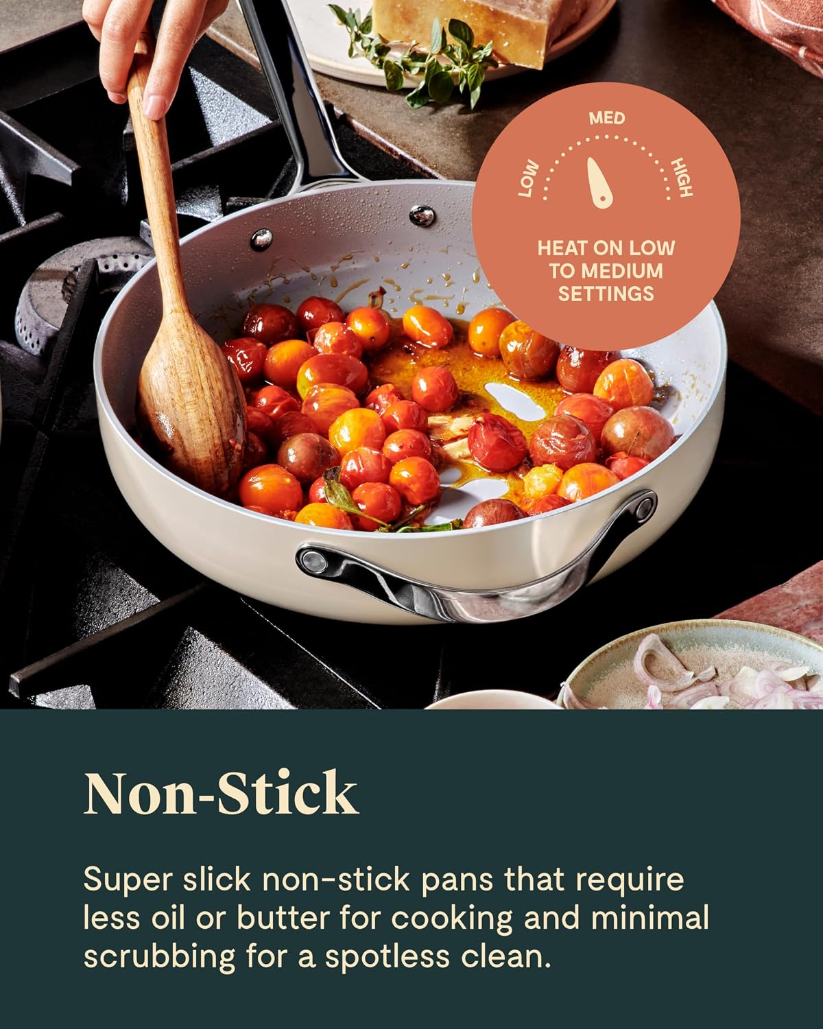 Caraway 4-Piece Fry Pan Set - Non-Stick Frying Pans (10.5' & 8') & Non-Stick Sauté Pan - Non Toxic, PTFE & PFOA Free - Oven Safe & Compatible with All Stovetops (Gas, Electric & Induction) - Cream