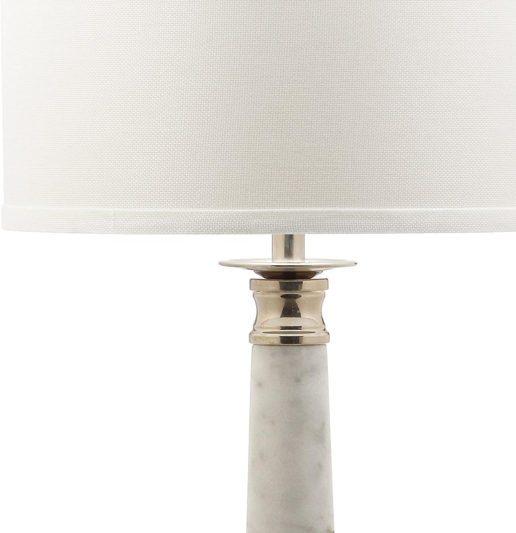 SAFAVIEH Lighting Collection Colleen Modern White Marble 31-inch Bedroom Living Room Home Office Desk Nightstand Table Lamp Set of 2 (LED Bulbs Included)