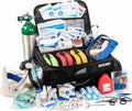 Scherber Fully Stocked First Responder Ultimate Professional EMT/EMS Trauma Kit | HSA/FSA Approved | w/10+ Compartments, Zippered Pockets, Dividers, Oxygen Access & 260+ First Aid Supplies (Black)
