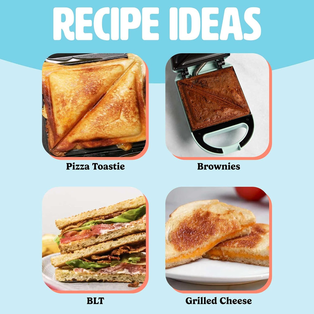 Tasty Mini Sandwich Maker,Makes Sandwiches,Paninis,Grilled Cheese,Desserts,Quick Results,Easy Cleanup,600W,Aqua,(Pack of 6)