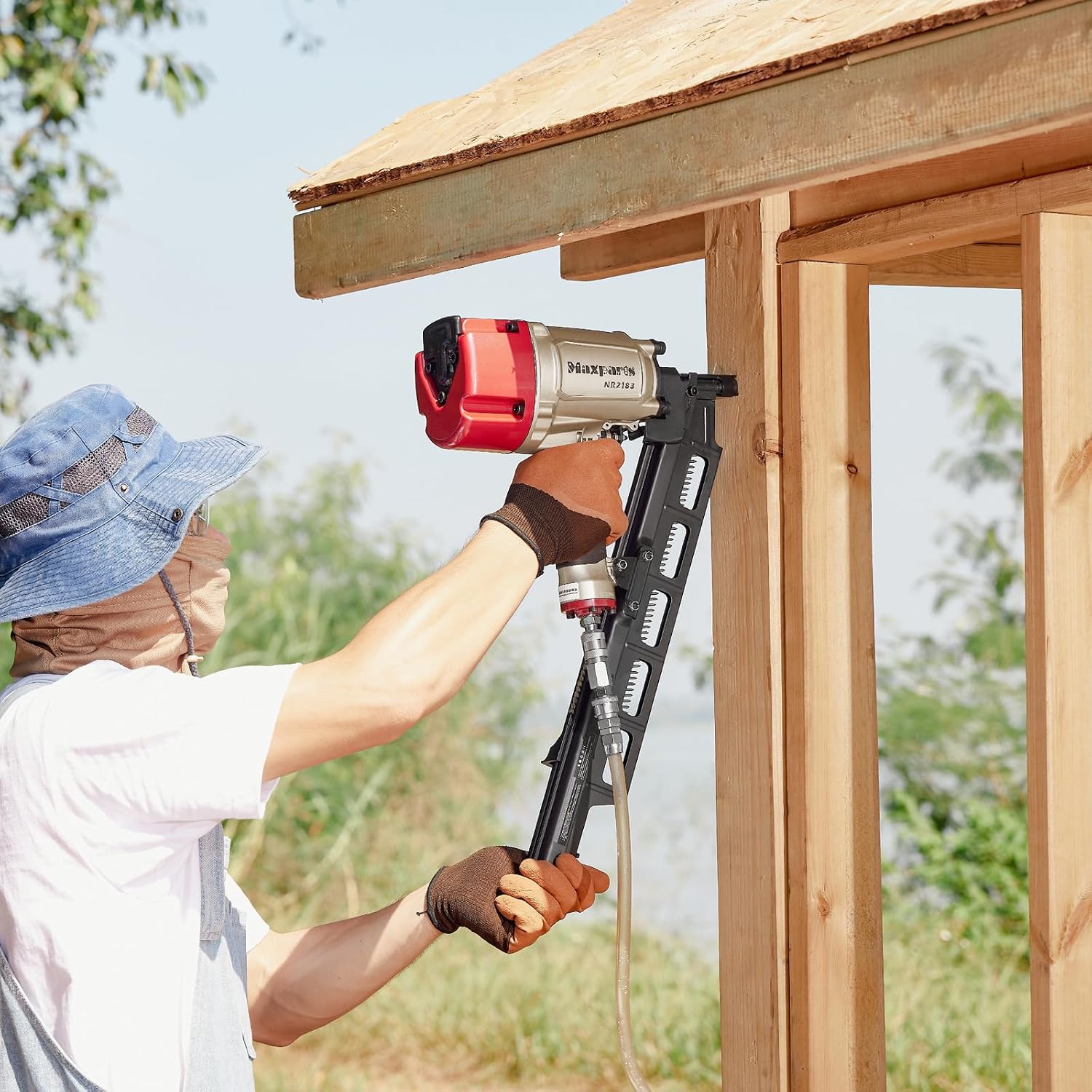 Maxparts Framing Nail Gun NR2183 Plastic Collated Full-head Nails with Steel Magazine Pneumatic Tools for Housing Constructions