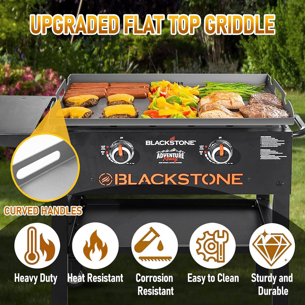 Griddle Replacement Top for Blackstone 28' Griddle 1517 1853 1883 1803 1924, Heavy Duty Steel Flat Top Griddle for Blackstone 2 Burner Gas Grill with Rear Grease System