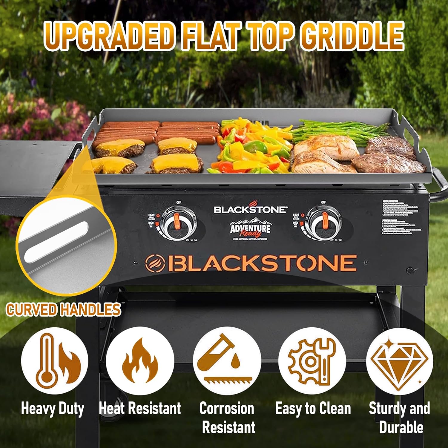 Griddle Replacement Top for Blackstone 28' Griddle 1517 1853 1883 1803 1924, Heavy Duty Steel Flat Top Griddle for Blackstone 2 Burner Gas Grill with Rear Grease System