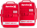 SurviveX Large First Aid Kit for Car, Travel & Home - Emergency Kit for Hiking, Camping, Backpacking and Outdoors - Includes Zip Stitch Wound Closure Strips (Pack of 2)