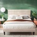 VINGLI Queen Bed Frame with Headboard, Upholstered Boucle Bed Frame,Cozy Low Profile Platform Bed with Wooden Slats and Fabric Adjustable Headboard, Mattress Foundation, Cream, Noise Free,Beige