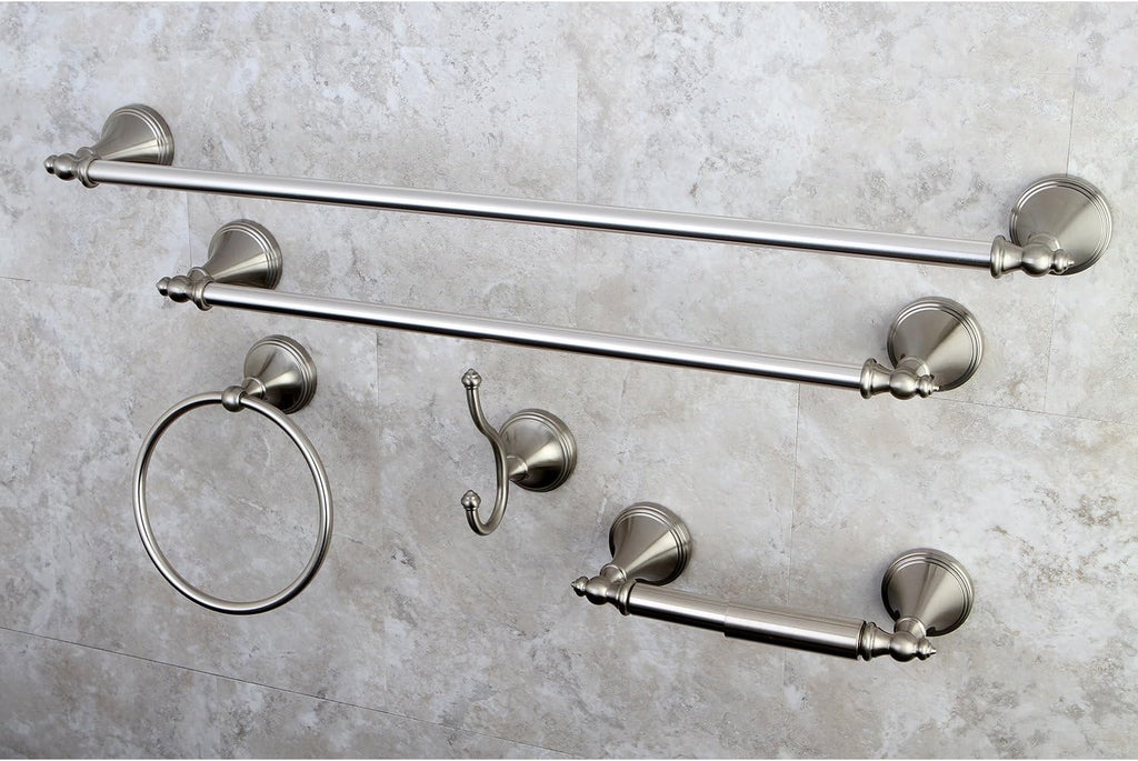Kingston Brass BAHK1612478SN Naples Bathroom Hardware Set, Brushed Nickel 27.56 x 6.13 x 2.25