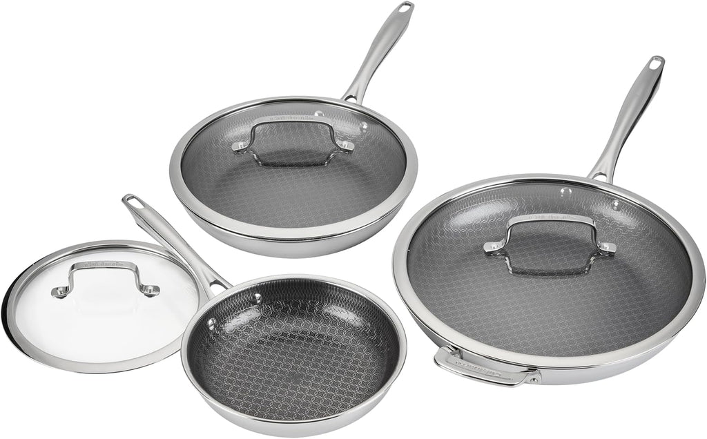 Cuisinart FusionElite+ Hybrid Tri-Ply Stainless Steel Cookware Set, 6-Piece Skillet Cooking Set with PURELYSEAR Ceramic Technology, Scratch Proof, Cool Grip Handles, Dishwasher Safe