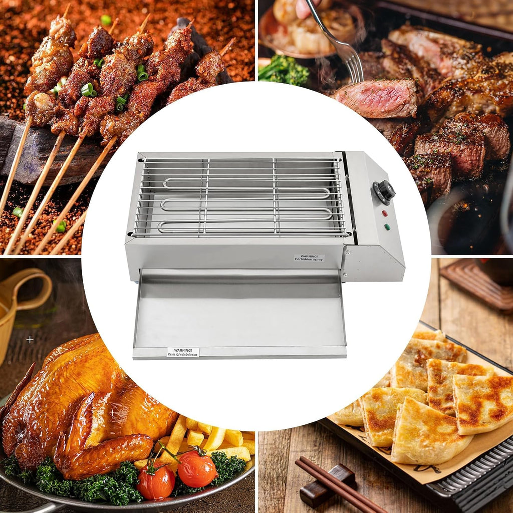 Electric Barbecue Grill, 21' Tabletop Griddle 1800W Stainless Steel Portable BBQ Grill 110V Commercial Smokeless Oven Grill with Temperature Control for Party