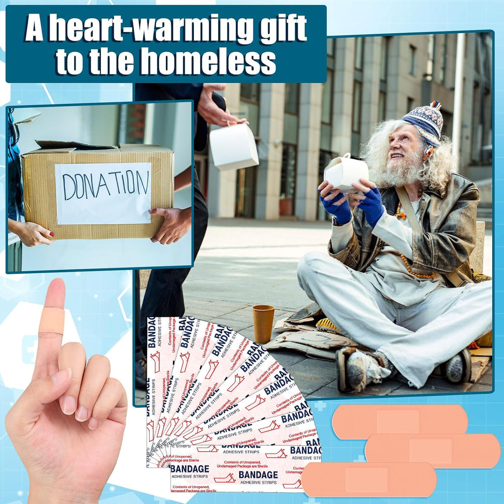 Timgle 10000 Pcs 3/4' x 3' Adhesive Bandages Bulk Waterproof Adhesive Breathable Bandages for Sensitive Skin School Nurses Businesses Travel First Aid Kits Homeless Care Supplies Donations