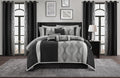 Stratford Park Elegant Black and Silver Comforter Set King Size, Striped,15 Piece Room-in-A-Bag, Jacquard Bedding Set, All Season, Matching Decorative Pillows, Pillow Sham, Curtains