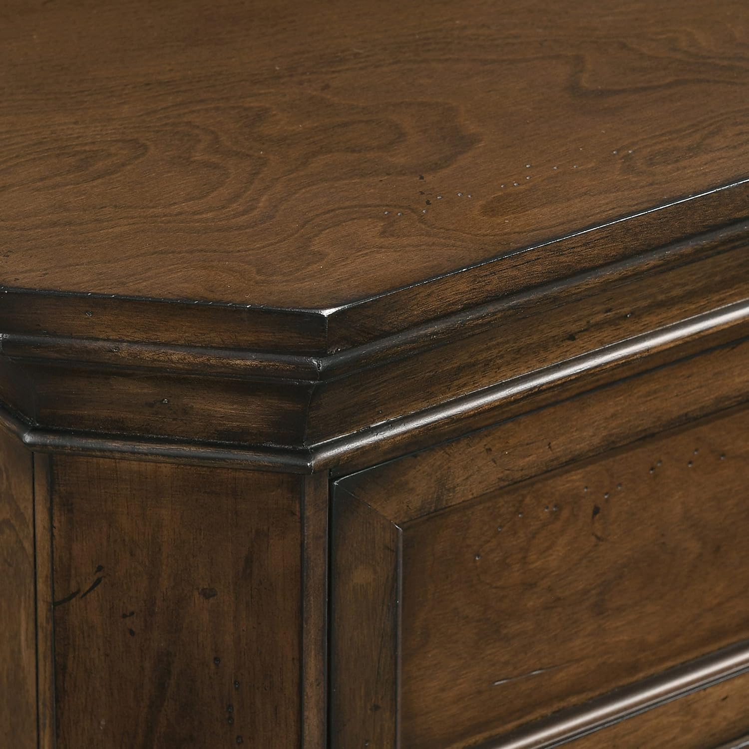 Roundhill Furniture Maderne 3-Piece Bedroom Set with King Size Panel Bed and Two Nightstands, Antique Walnut Finish