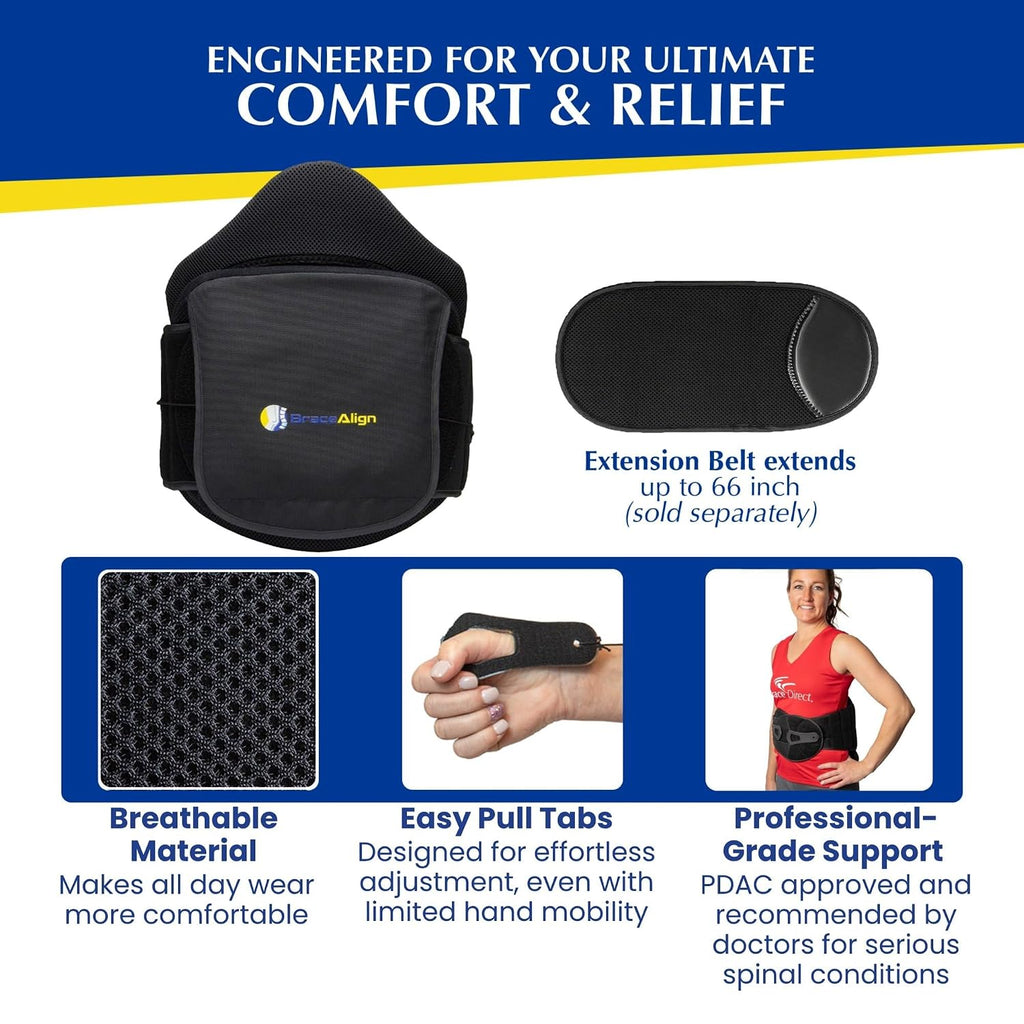 VertebrAlign LSO Back Brace - Plus Size Lumbar Decompression Brace for Herniated Disc & Sciatica Relief PDAC L0631 L0637 L0648 L0650 (23–66″ Waist)
