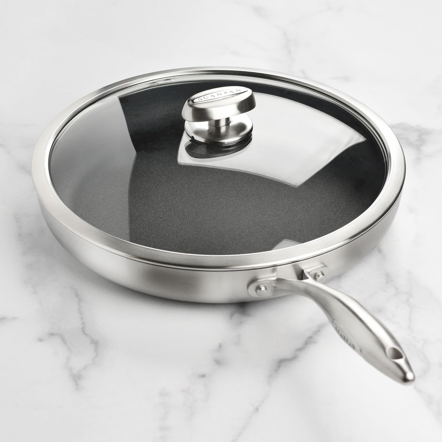 Scanpan CX+ 12.5' Fry Pan with Glass Lid - Stratanium Plus Nonstick - 5-ply Stainless Steel