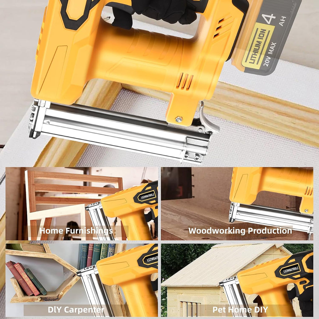 18GA Cordless Brad Nailer Compatible with Dewalt 20V MAX Battery, 5/8 to 1-1/4 Inch, 2 in 1 Brushless 18 Gauge Cordless Nail Gun with 2000pcs Nails/Staples for Wood Carpentry(Tools Only)