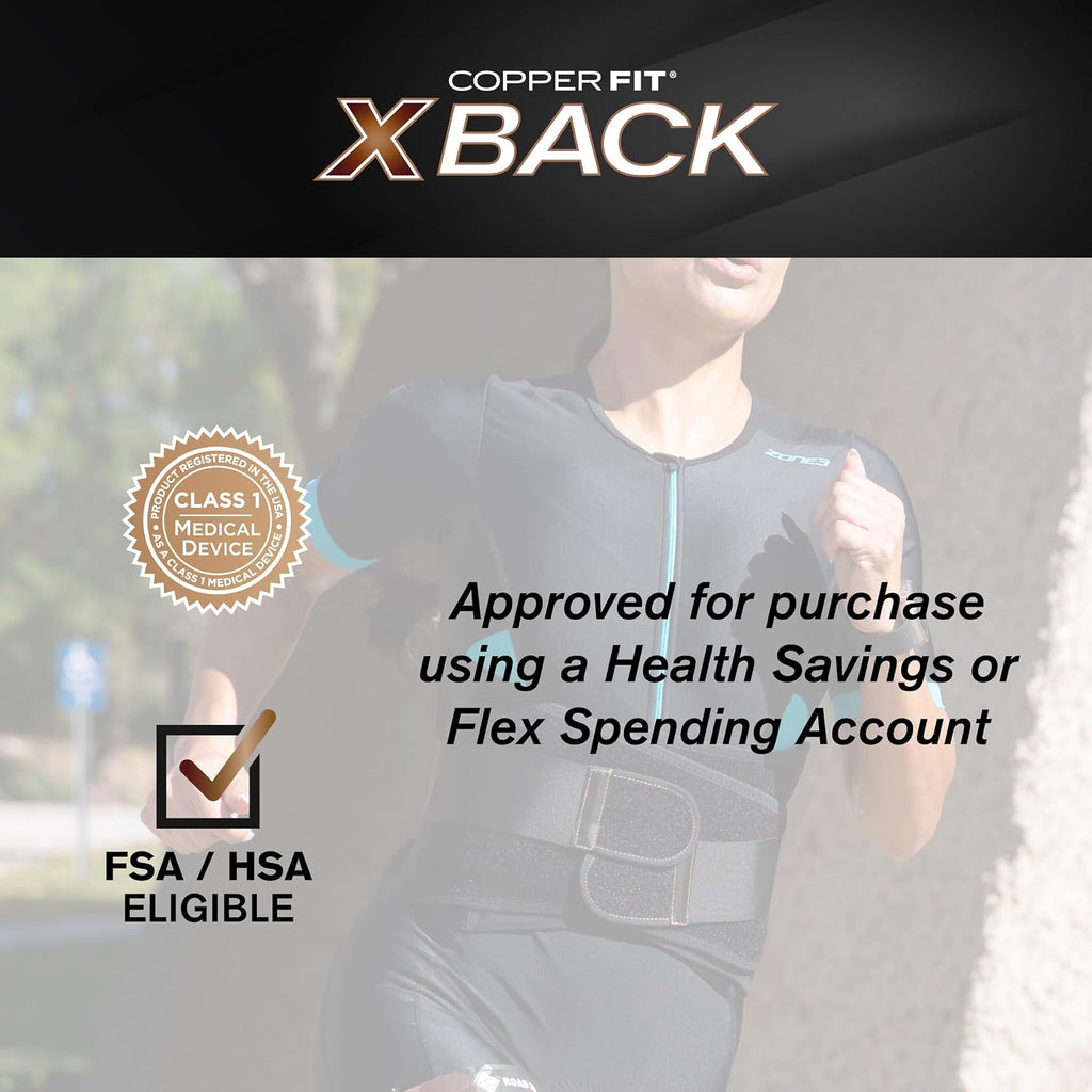 Copper Fit X-Back Brace for Lower Back Pain, Lumbar Support, Herniated Disc, Sciatica, Arthritis – Adjustable, Breathable Design - for Men and Women (Large/XLarge) (Pack of 2)