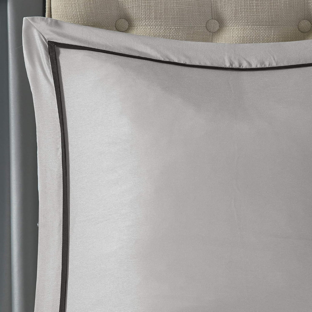 Madison Park Essentials Room in a Bag Faux Silk Comforter Set - Luxe Diamond Tufting All Season Bedding, Matching Curtains, Decorative Pillows, Grey Queen(90'x90') 24 Piece