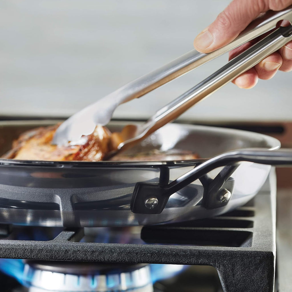 KitchenAid 30051 5-Ply Clad Polished Stainless Steel Frying Pan Set/Skillets, 8.25 Inch and 10 Inch - Polished Stainless Steel