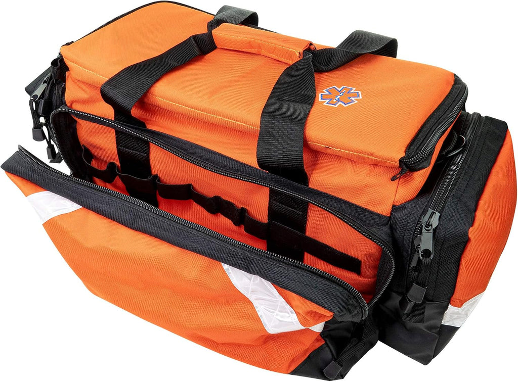 LINE2design Empty Medical Elite Trauma Bag - First Responder Carrier Bag for EMT, Paramedic, Emergency and Medical Supplies Kit - Heavy-Duty Zippered Pockets Portable EMS Home Health Aides - Orange