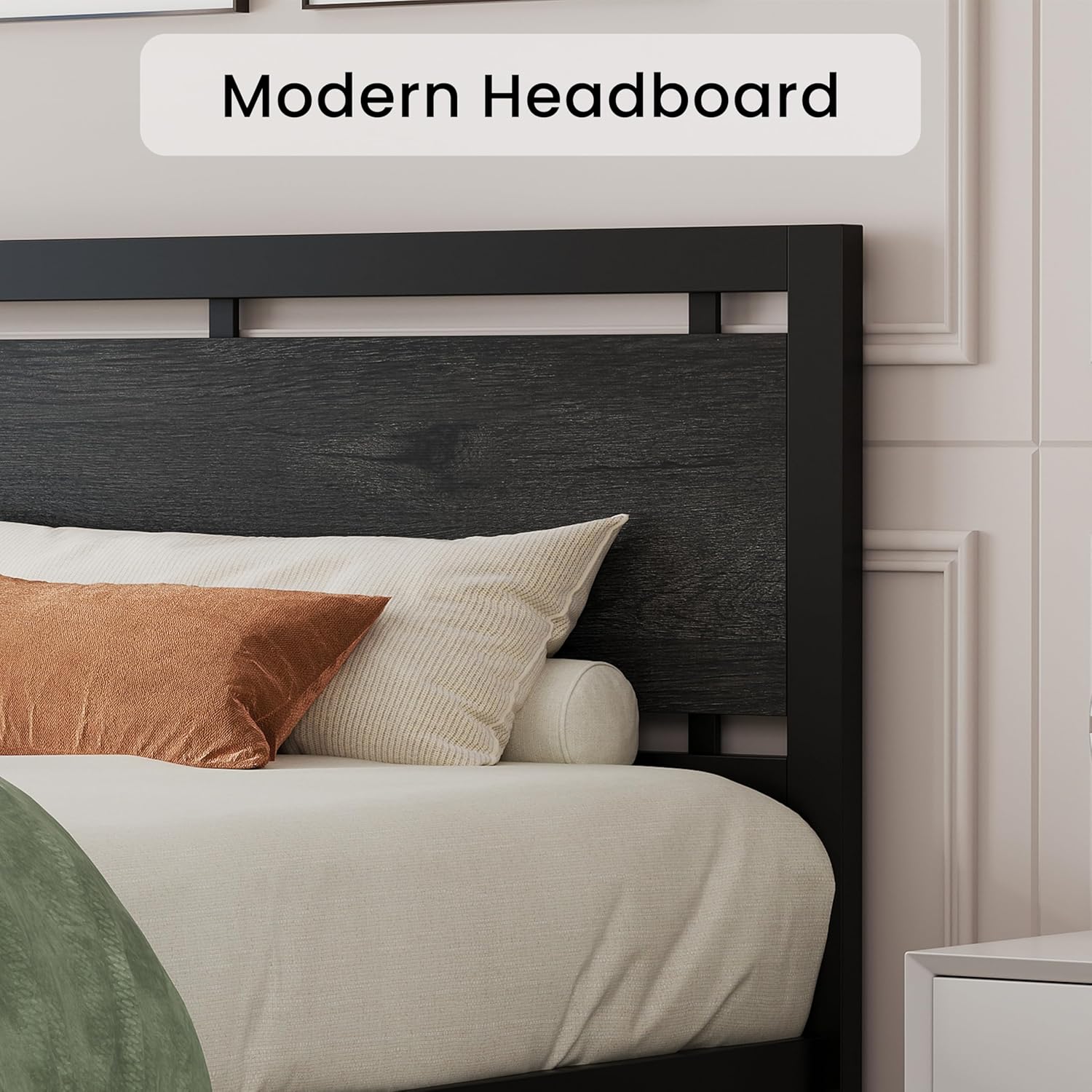 LIKIMIO King Bed Frame with Headboard and Footboard, Metal Strong Supports, Easy Assembly, Noise-Free, No Box Spring Needed, Charcoal Grey