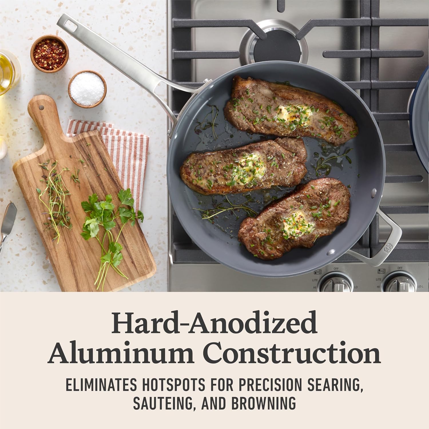 Calphalon® Premier Ceramic Nonstick 12' Frying Pan with Lid, Midnight Blue