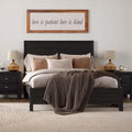 Grain Wood Furniture Montauk Solid Wood Bed, Queen Size, Farmhouse Black