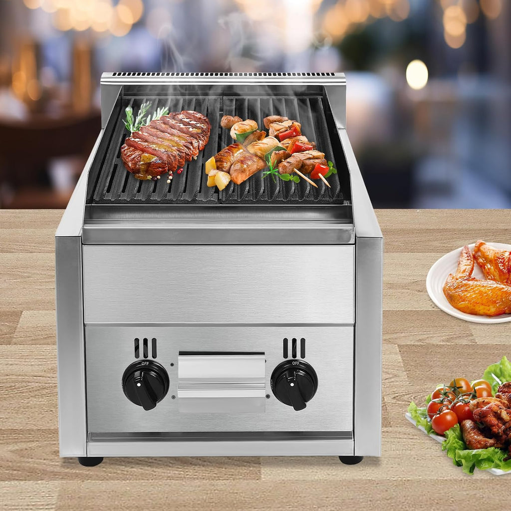 Commercial Gas Grill, Heavy Duty Countertop Gas Grill Stainless Steel Griddle Professional Propane Gas Grill for Outdoor Indoor Home Kitchen Restaurant Party BBQ Barbecue