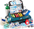 Scherber Fully Stocked First Responder Ultimate Professional EMT/EMS Trauma Kit | HSA/FSA Approved | w/10+ Compartments, Zippered Pockets, Dividers, Oxygen Access & 260+ First Aid Supplies (Blue)