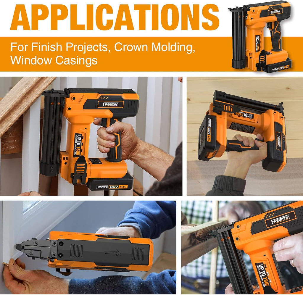 Freeman F20 20V Cordless 2-in-1 18-Gauge Nailer/Stapler | 1-1/4' Nails & Staples | 1500 Shots per Charge | Includes Battery, Charger & 400 Fasteners | PE20VBR9032