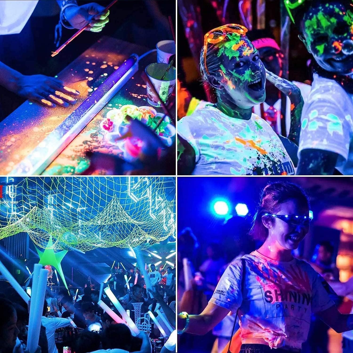 YANYCN 500W 4 Pack LED Black Light,Black Flood Light Outdoor with Plug and Switch, IP66 Waterproof 395nm to 405nm LED UV Blacklight Neon Glow for Glow Party, Halloween, Fluorescent Poster, Body Paint