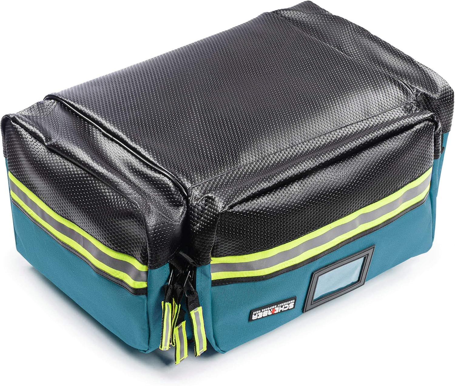 Scherber Fully-Stocked First Responder Professional Advanced EMT/EMS Trauma Kit | HSA/FSA Approved | Reflective Bag w/10+ Compartments, Zippered Pockets & 250+ First Aid Supplies (Blue)