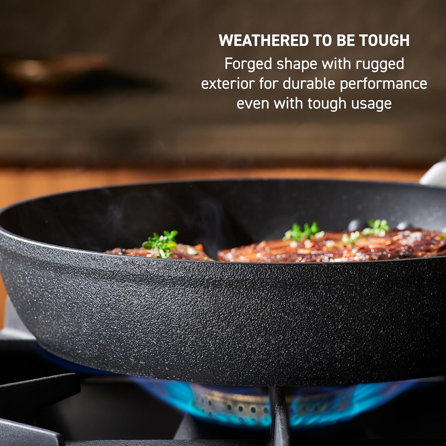 T-fal Stone Force Platinum Non Stick Cookware Set 12 Piece, Oven Broiler Safe 400°F, Kitchen Cooking Set w/Fry Pans, Saucepans, Dutch Oven, Tools, Steamer Insert, Lids, Cookware, Dishwasher Safe Black