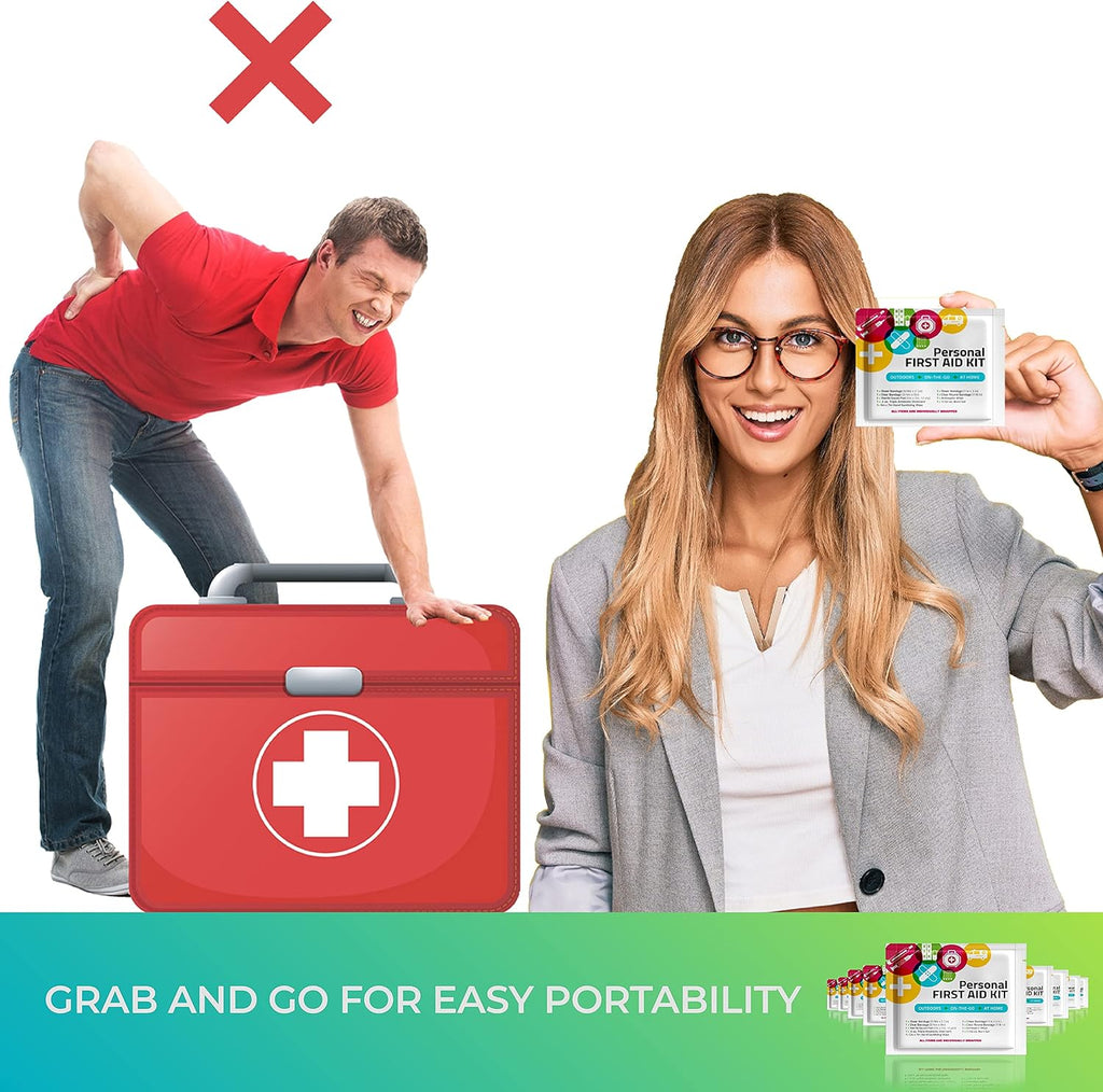 First Aid Emergency Medical Kit Mini and Travel Size - | Great for Kids, Schools, Business, Hiking, Camping | Wound Care Products (Multi-Color) (100)
