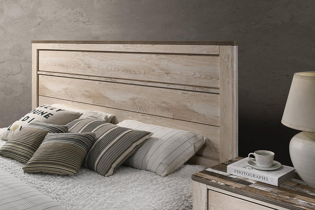 Roundhill Furniture Amerland Contemporary White Wash Finish 6-Piece Bedroom Set,