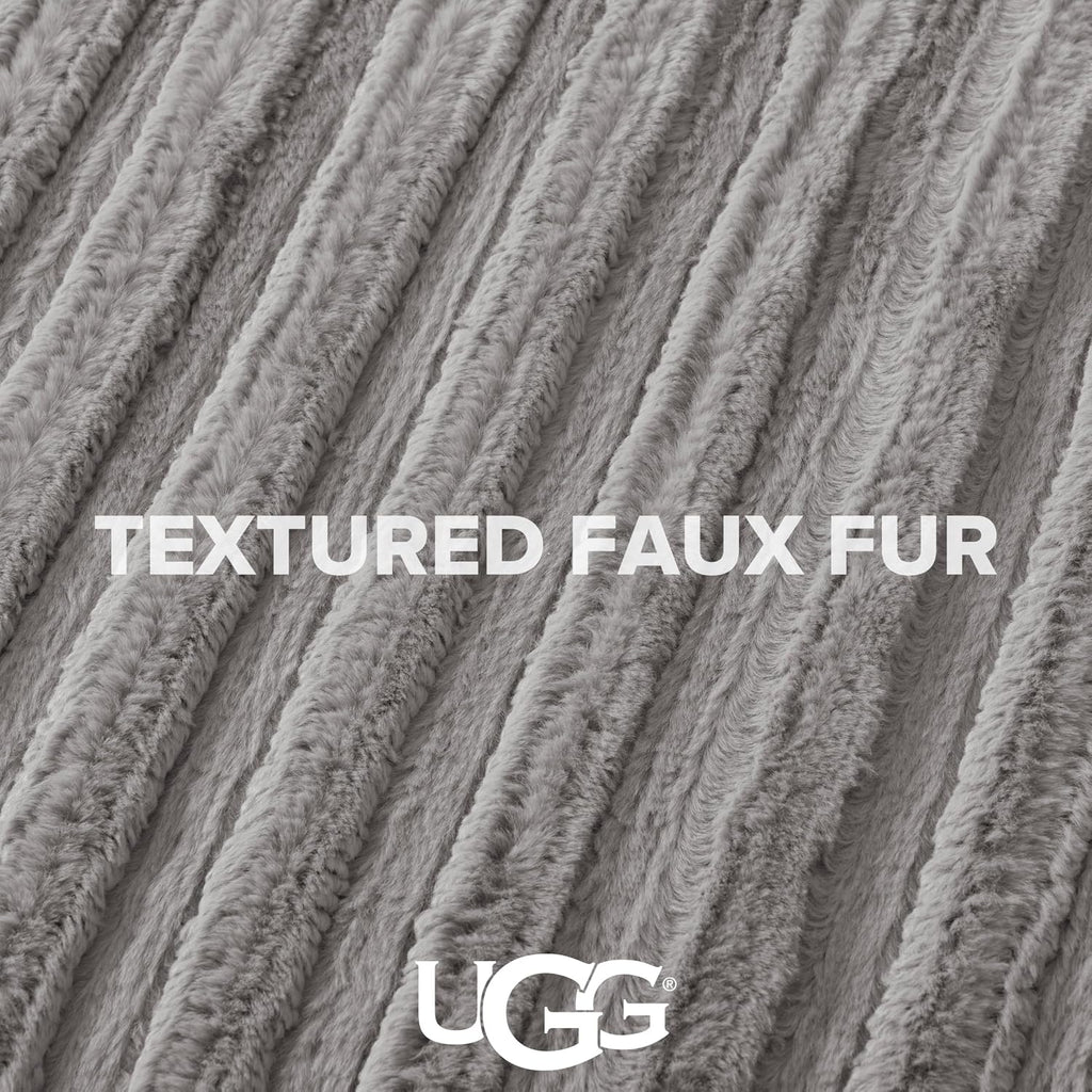 UGG Kenzie Comforter Set with 2 Pillow Shams Plush Faux Fur Bedding Soft Warm Down Alternative Comforter Washable Hypoallergenic Fluffy Blanket Set for Bedroom, King/California King Size, Seal