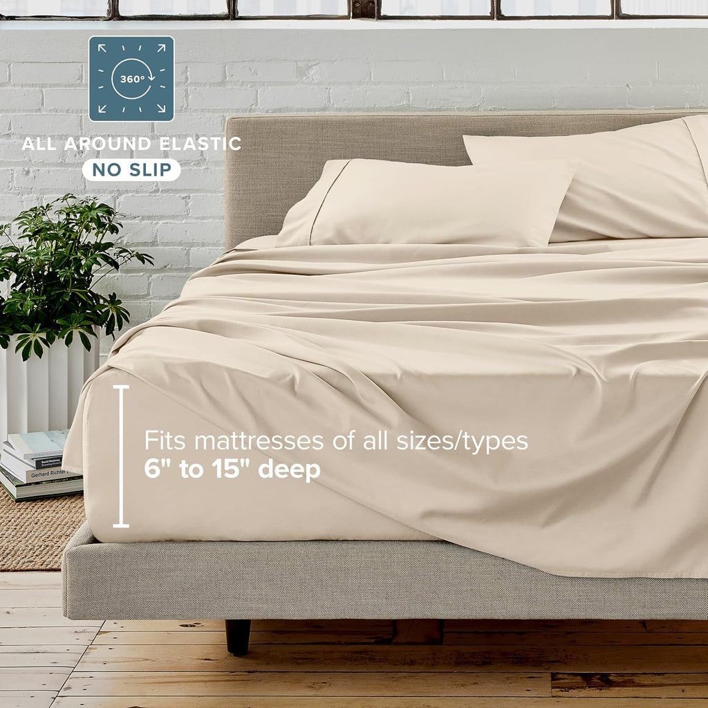 Bare Home Bed-in-A-Bag 8 Piece Comforter & Sheet Set - Split King - Goose Down Alternative - Ultra-Soft 1800 Premium Bed Set (Split King, Taupe/Sand)