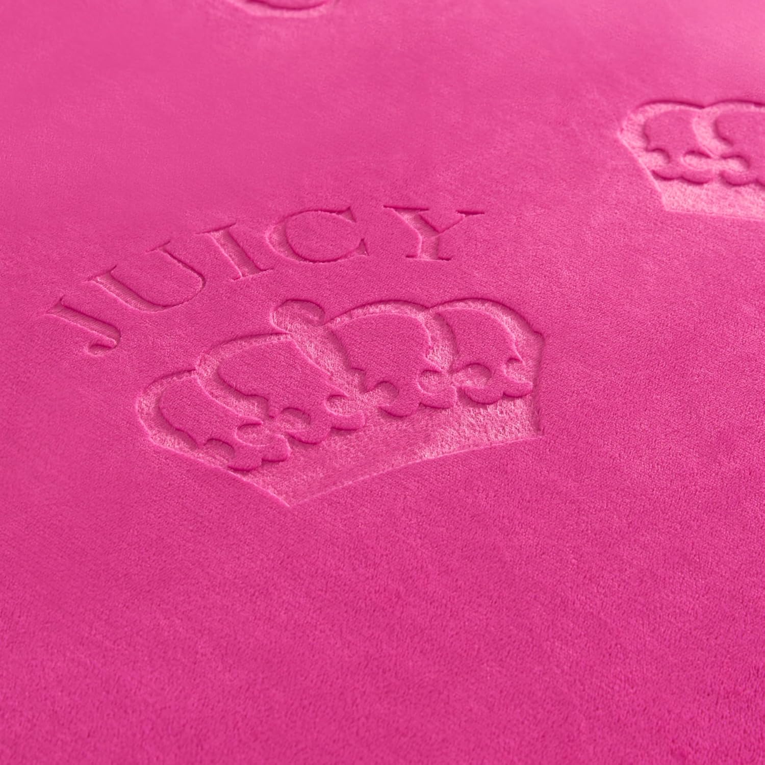 Juicy Couture Plush Reversible Embossed Crown 3-Piece Twin/Twin XL Comforter Set with Decorative Pillow, Hot Pink